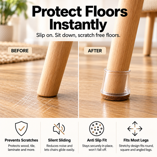 Clear silicone chair leg floor protectors