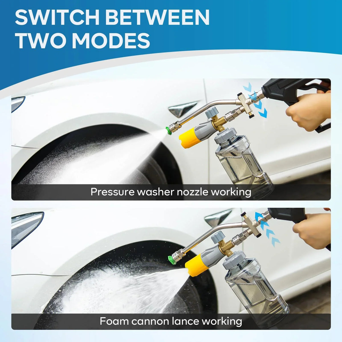 Dual-Connector Foam Cannon Double Tip Attachment