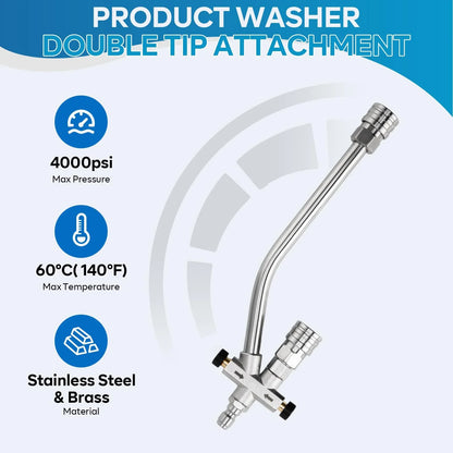 Dual-Connector Foam Cannon Double Tip Attachment