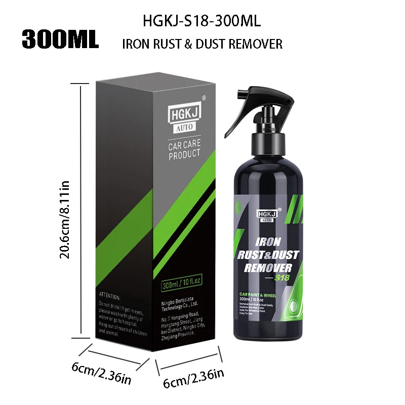Rust remover spray detail and label
