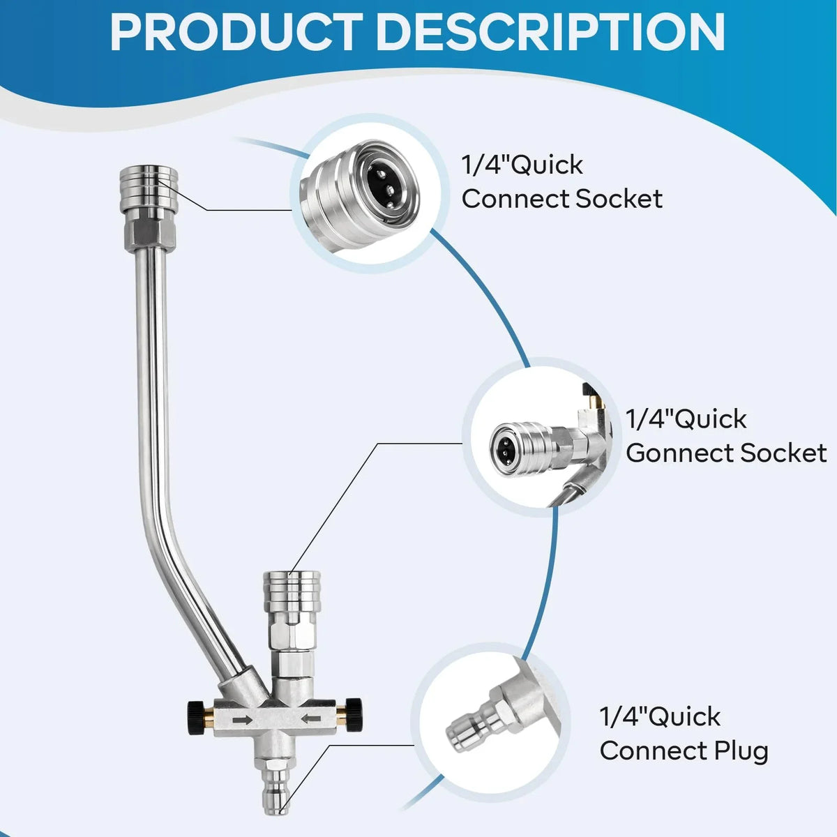 Dual-Connector Foam Cannon Double Tip Attachment